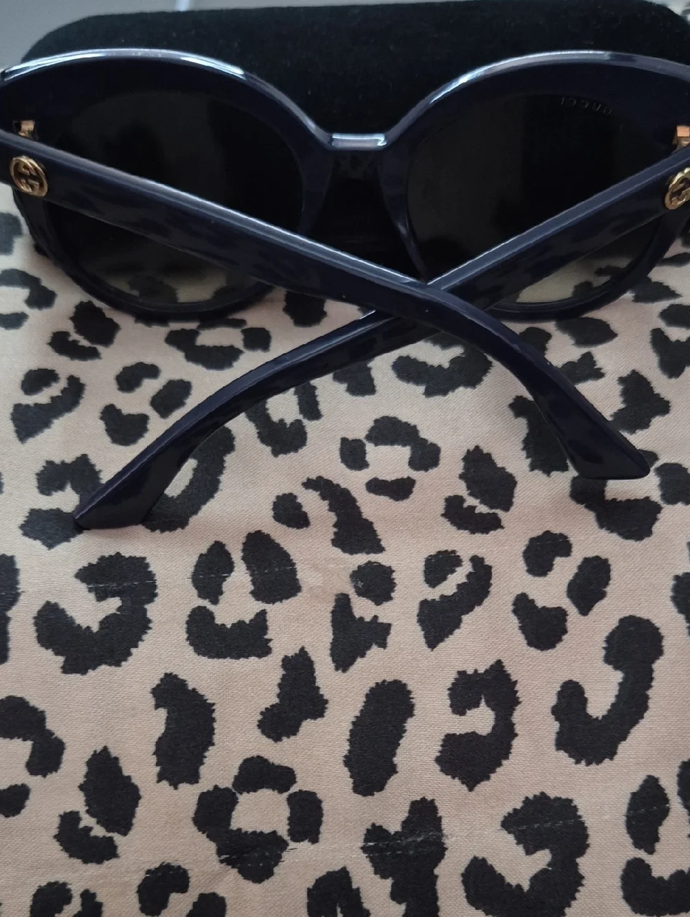 Gucci Blue Sunglasses with Gold Logo Accents